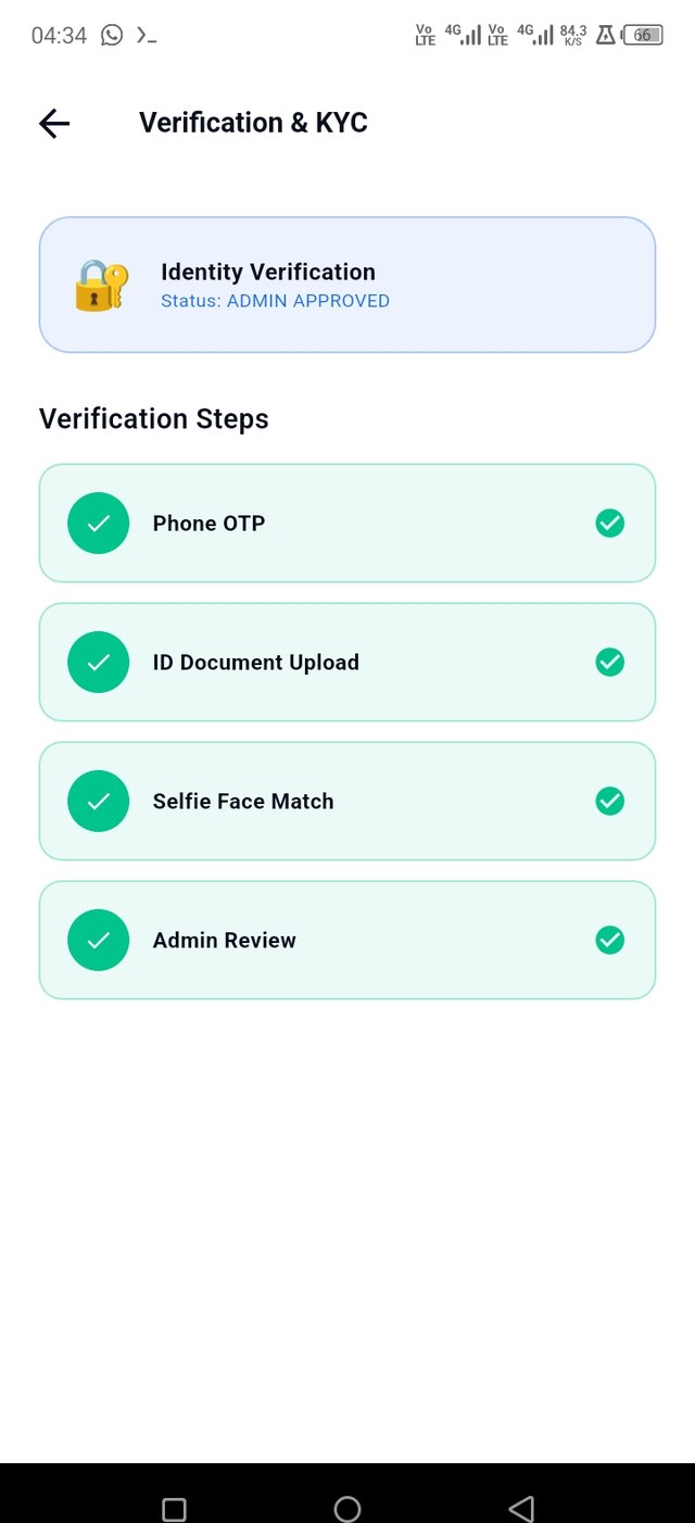 SafiLink verification and KYC screen showing all steps approved
